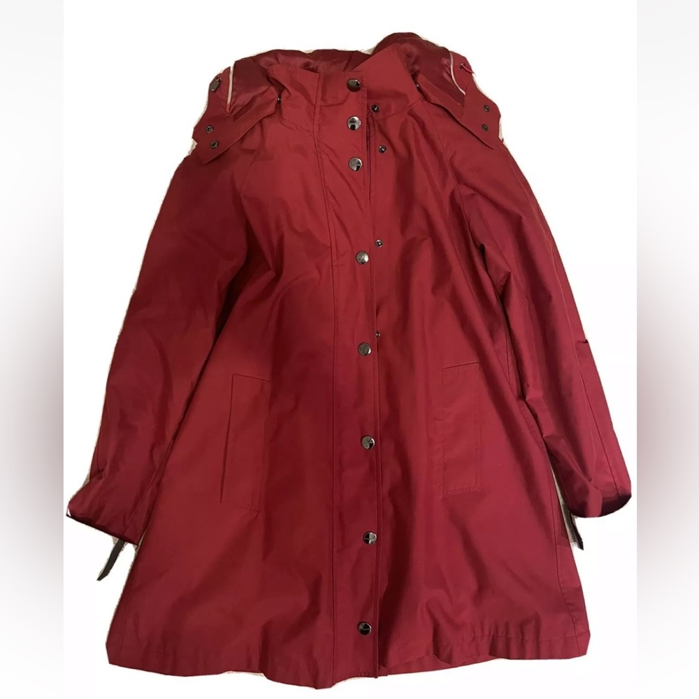 Burberry Brit Red Coat with Overcoat Fleece Warmth